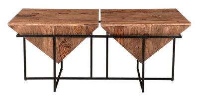 Ridgeline II - Rectangular Pyramid Cocktail Table - Nut Brown