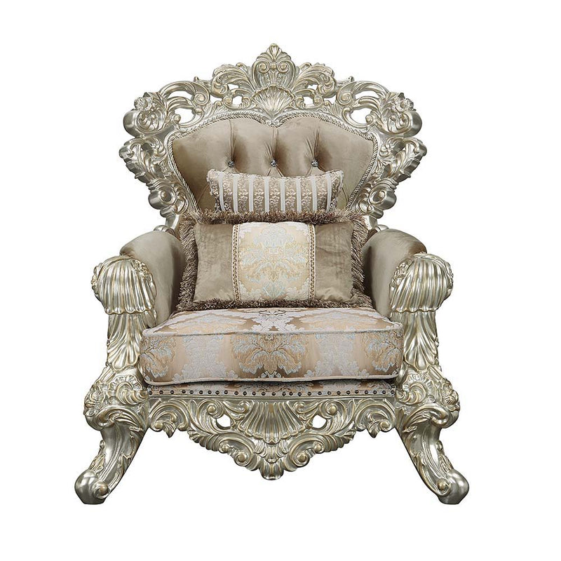 Sorina - Chair - Velvet, Fabric & Antique Gold Finish - Grand Furniture GA