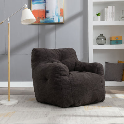 Soft Teddy Fabric Tufted Foam Bean Bag Chair With Teddy Fabric