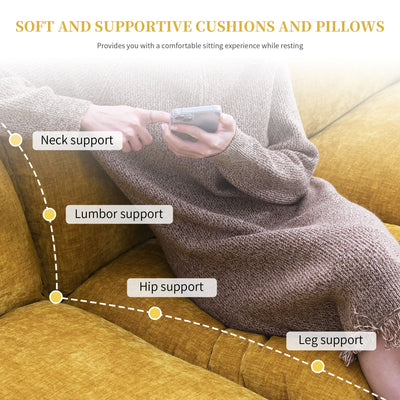 Modern L Shaped Chenille Cloud Sofa With Double Seat Cushions, 5 Seat Upholstered Indoor Furniture, Sleeper Sofa Couch With Chaise Lounge For Living Room, Apartment