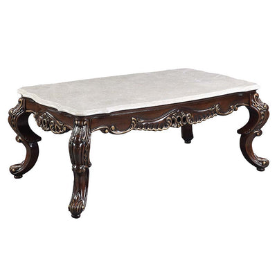 Benbek - Coffee Table - Marble & Antique Oak Finish - Grand Furniture GA