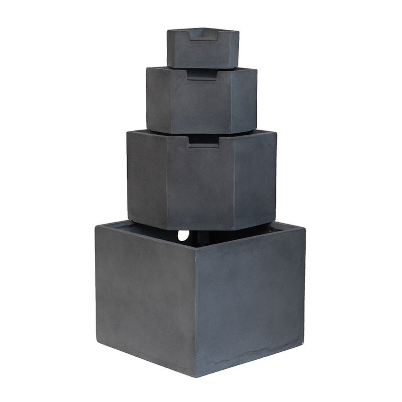 Cement 4 Tier Block Water Fountain Outdoor - Gray