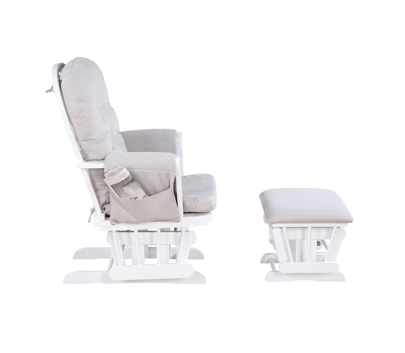 Mason - Glider And Ottoman White Wood