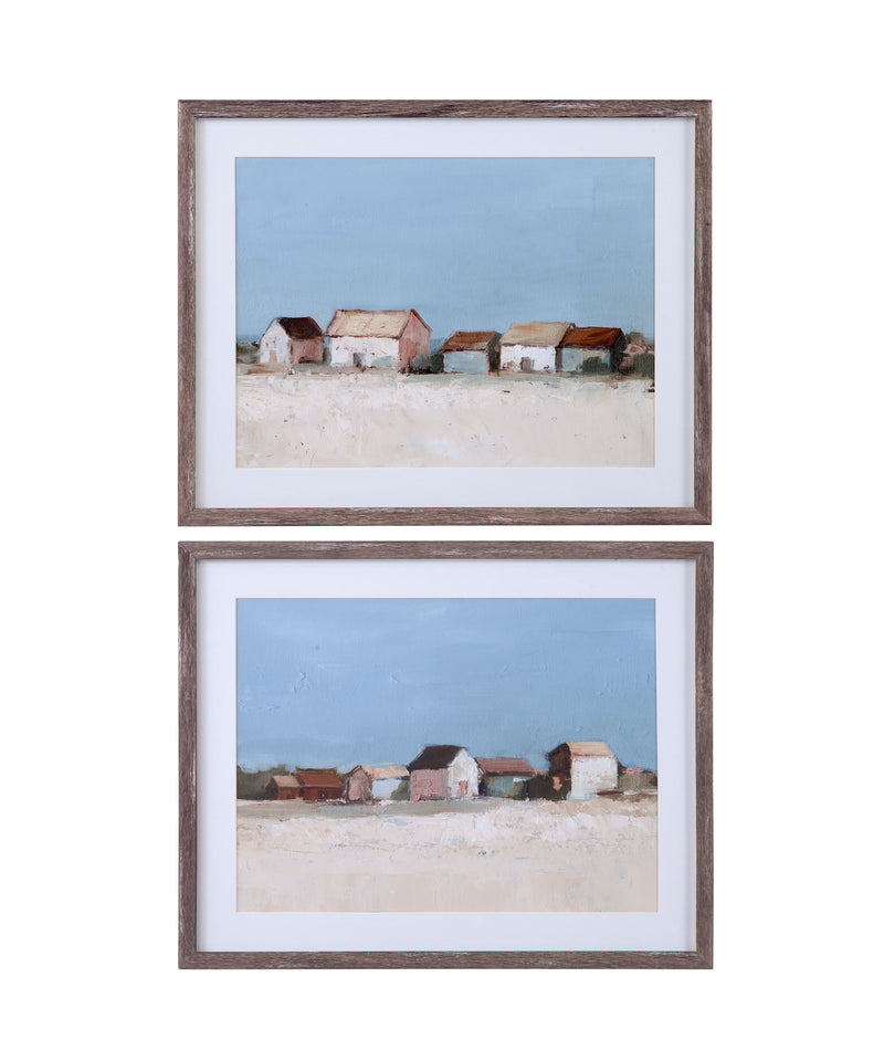 Seafront Shanties - Framed Print (Set of 2) - Blue