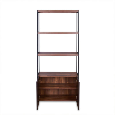 Sara - Bookshelf - Espresso PU, Walnut & Sandy Black - Grand Furniture GA