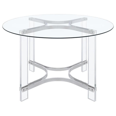 Adino - Round Glass Top Acrylic Dining Table - Chrome