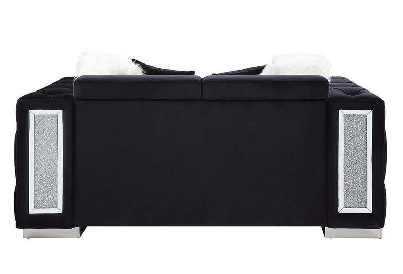 Trislar - Loveseat - Black Velvet - Grand Furniture GA