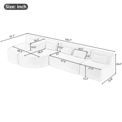 Upholstered Sofa Free Combined Sofa Couch With Two Chaise Lounge And Five Back Pillows For Living Room