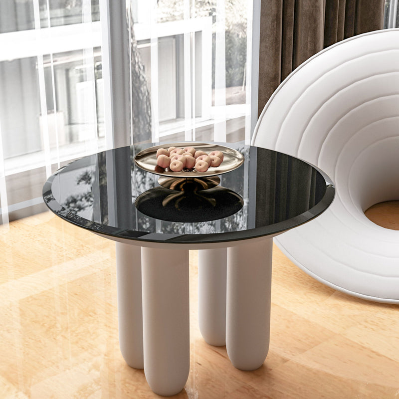 24" Round Tempered Glass Table Top Clear Glass Beveled Polished Edge