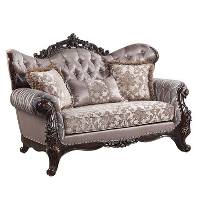 Benbek - Loveseat - Fabric & Antique Oak Finish - Grand Furniture GA