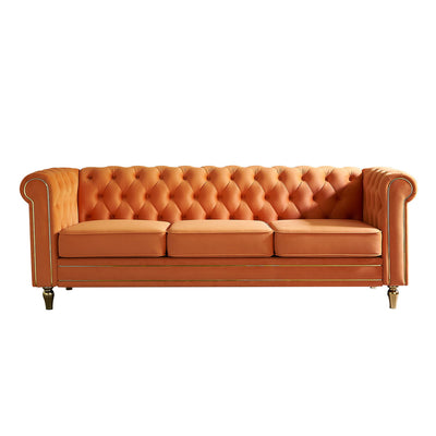 Chesterfield - Velvet Sofa 84.65" For Living Room