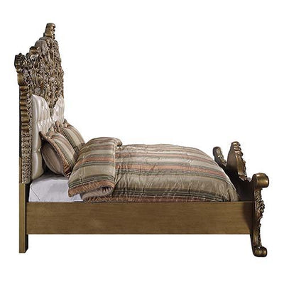 Constantine - Eastern King Bed - PU Leather, Light Gold, Brown & Gold Finish - Grand Furniture GA