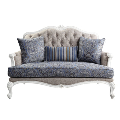 Ciddrenar - Loveseat - Fabric & White Finish - Grand Furniture GA