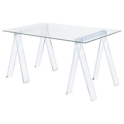 Amaturo - Glass Top Acrylic Writing Desk - Clear