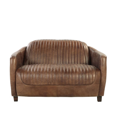 Brancaster - Loveseat - Retro Brown Top Grain Leather & Aluminum - Grand Furniture GA