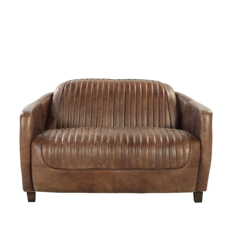 Brancaster - Loveseat - Retro Brown Top Grain Leather & Aluminum - Grand Furniture GA