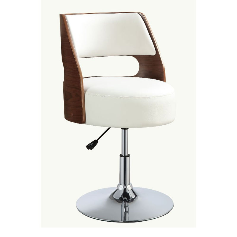 Camila - Stool - White PU & Walnut - 35" - Grand Furniture GA