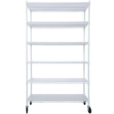 6 Tier 6000Lbs Capacity Nsf Metal Shelf Wire Shelving Unit, Heavy Duty Adjustable Storage Rack With Wheels & Shelf Liners For Commercial Grade Utility Steel Storage Rack