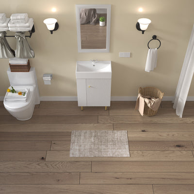 Open-Shelving Bathroom Vanity With Ceramic Sink, Cloakroom Open Shelf Storage Cabinet