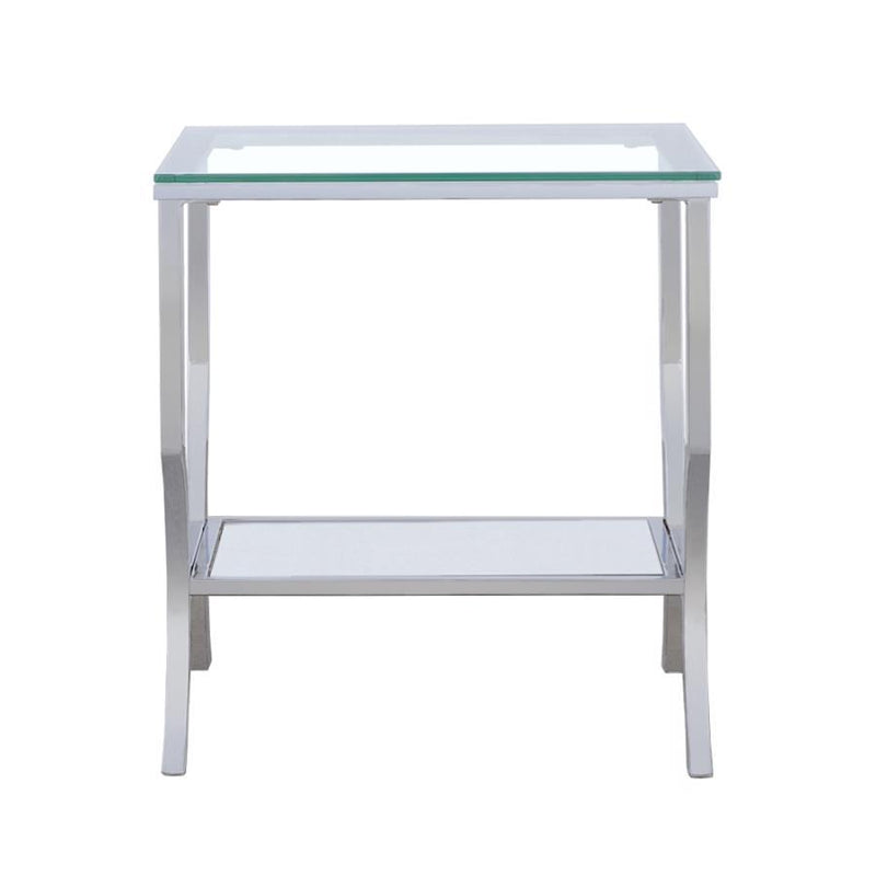 Saide - Square Glass Top Side End Table - Chrome