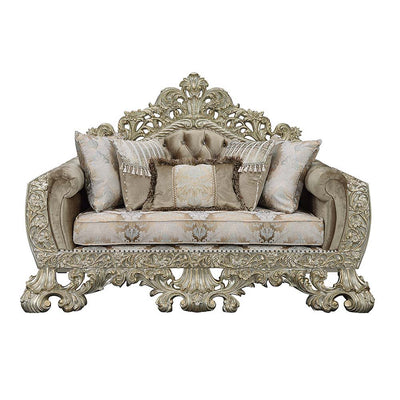 Sorina - Loveseat - Velvet, Fabric & Antique Gold Finish - Grand Furniture GA