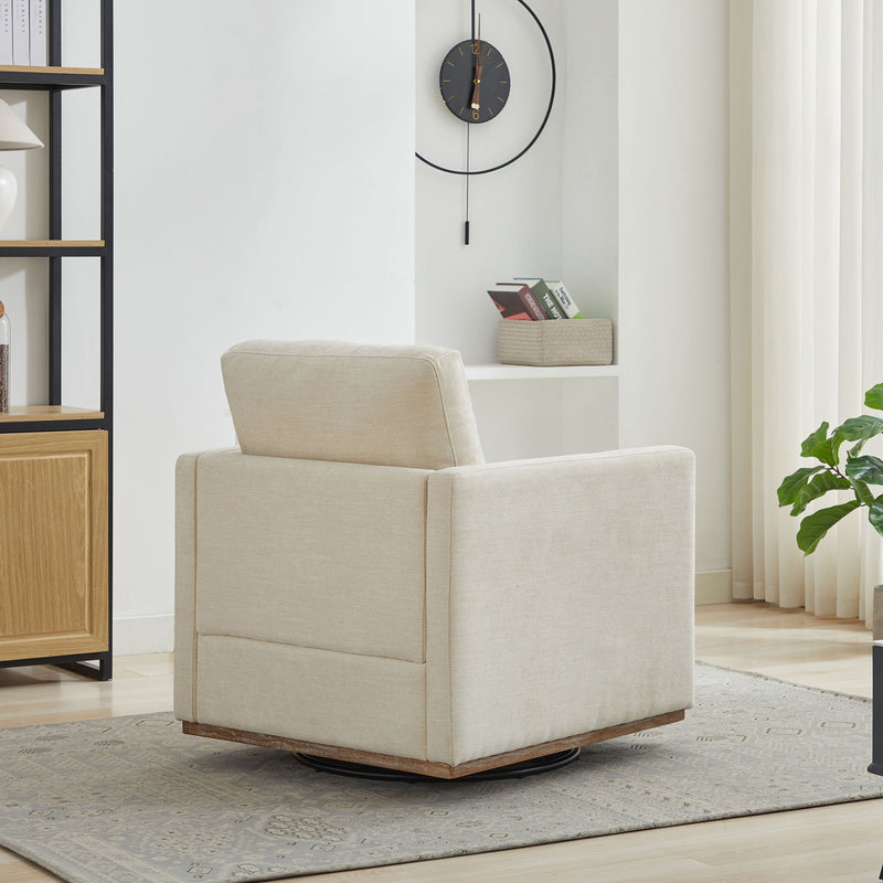 Square Upholstered Swivel Accent Chair And Comfy Accent Single Sofa Chair, 360° Club Chair, Lounge Armchair For Living Room Bedroom Apartment Nursery