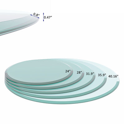 24" Round Tempered Glass Table Top Clear Glass Beveled Polished Edge