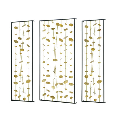 Metal Decorative Wall Art With Frame, Wall Decor For Living Room Bedrrom Entryway Office (Set of 3) - Gold