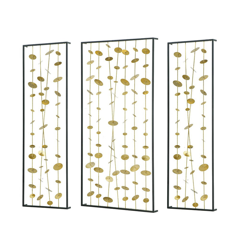 Metal Decorative Wall Art With Frame, Wall Decor For Living Room Bedrrom Entryway Office (Set of 3) - Gold