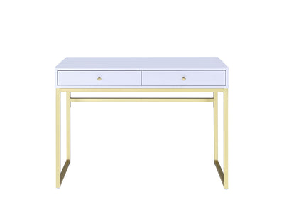 Coleen - Vanity Desk - White & Brass Finish - Grand Furniture GA