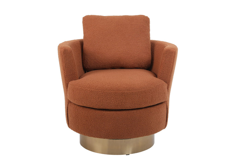 Barrel Chair, Swivel Accent Chairs Armchair For Living Room, Reading Chairs For Bedroom Comfy, Round Barrel Chairs With Gold Stainless Steel Base