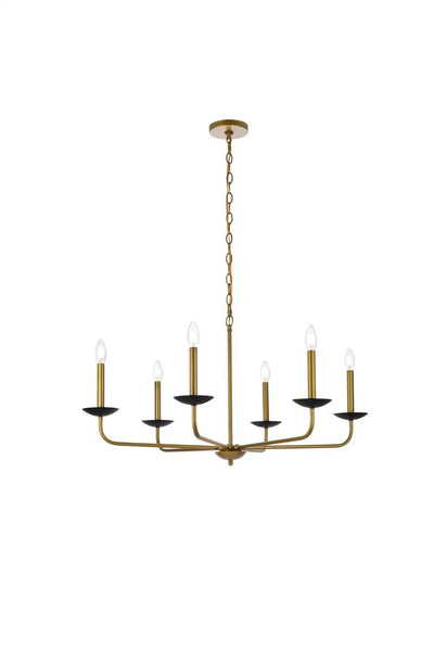 Elegant Lighting Cohen 6 Light 36" Wide Taper Candle Style Chandelier LD812D36BRK - Grand Furniture GA