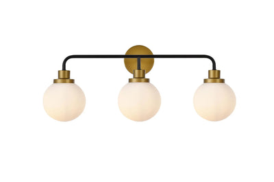 Elegant Lighting Hanson 3 Light 28" Wide Vanity Light with Frosted Glass Shades LD7034W28BRB - Grand Furniture GA