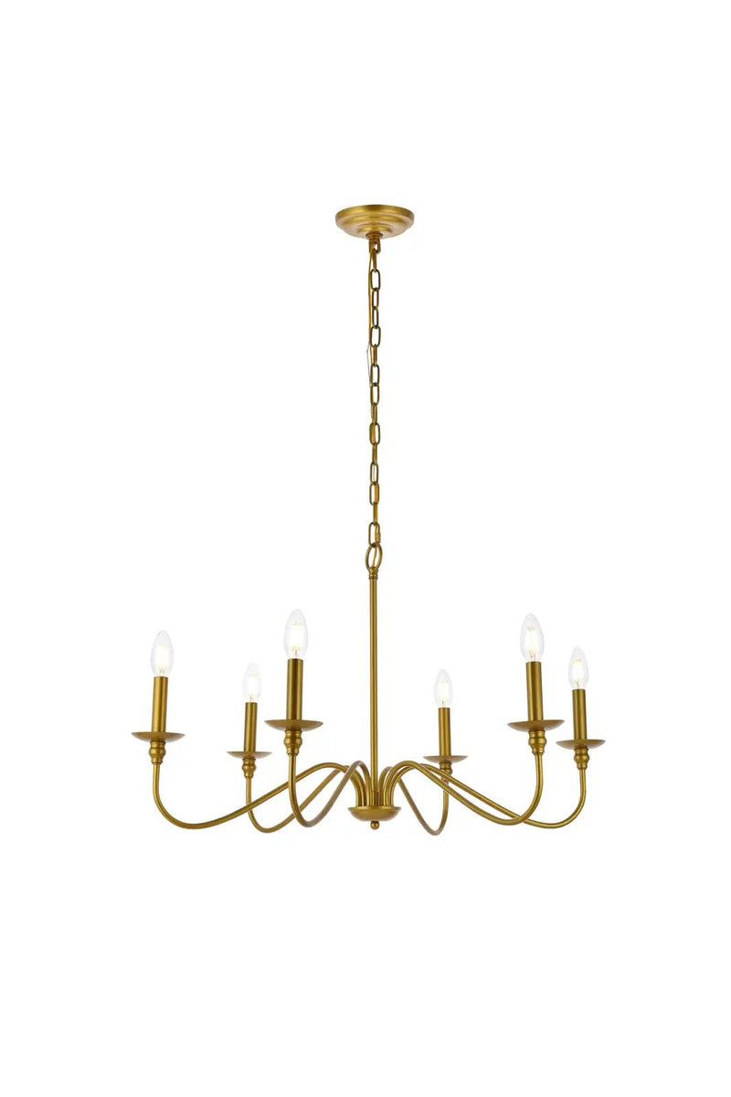 Elegant Lighting Rohan 6 Light 30" Wide Taper Candle Chandelier LD5056D30BR - Grand Furniture GA