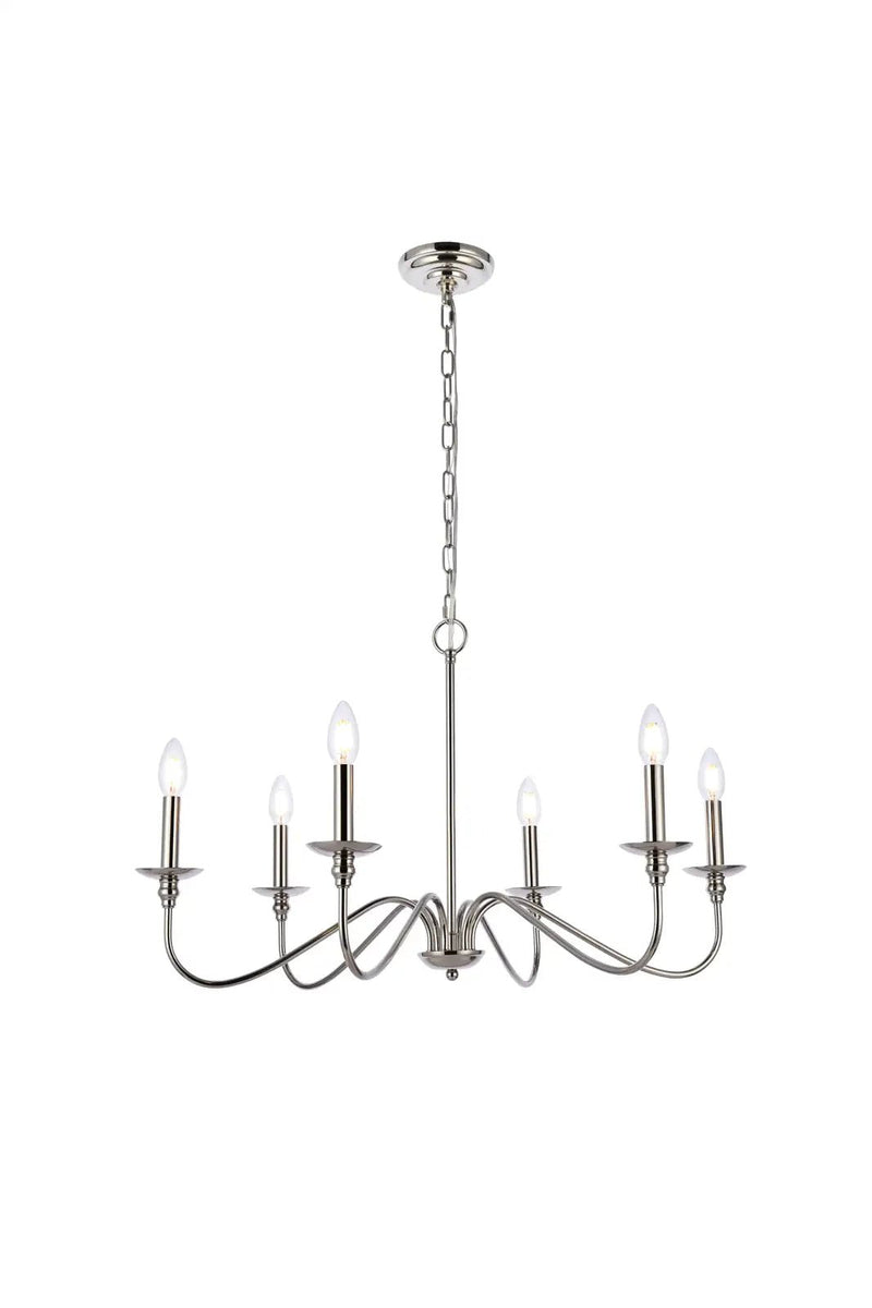 Elegant Lighting Rohan 6 Light 30" Wide Taper Candle Chandelier LD5056D30PN - Grand Furniture GA