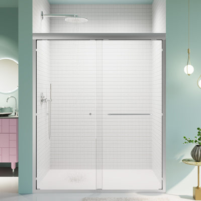 Semi-Frameless Double Sliding Shower Door, Bypass Shower Door, 1 / 4" (6Mm) Thick SGCC Tempered Glass Door