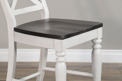 Carriage House - Crossback Barstool - White / Dark Brown