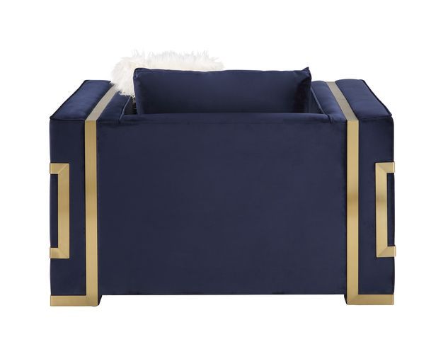 Virrux - Chair - Blue Velvet & Gold Finish - Grand Furniture GA