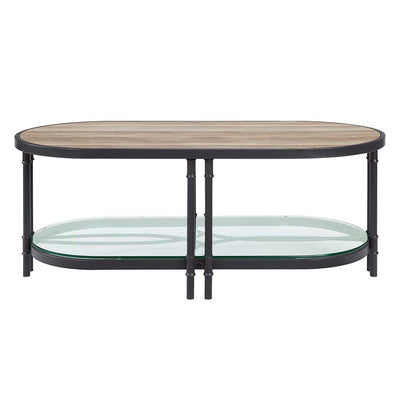 Brantley - Coffee Table - Oak & Sandy Black Finish - Metal - 18" - Grand Furniture GA