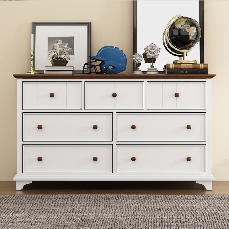 Wooden Captain Seven Drawer Dresser For Bedroom, Living Room, Kids&