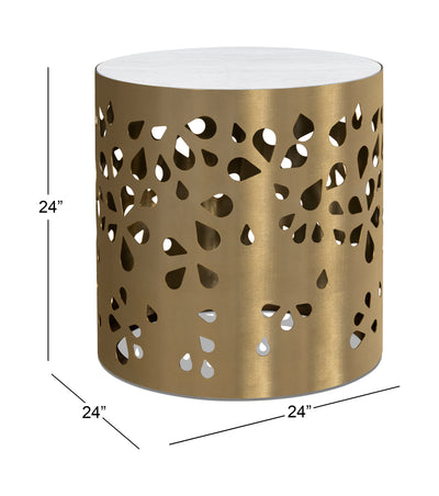 Nora - End Table - Brushed Gold / White