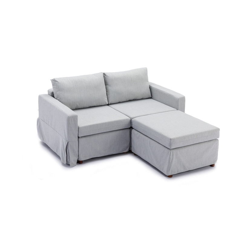 2 Seat Module Sectional Sofa Couch With 2 Ottoman For Living Room, Seat Cushion And Back Cushion Non-Removable And Non-Washable