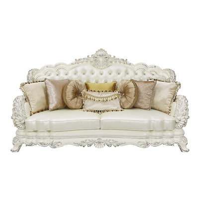 Adara - Sofa - White PU & Antique White Finish - Grand Furniture GA