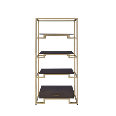 Yumia - Bookshelf - Gold & Clear Glass - Grand Furniture GA