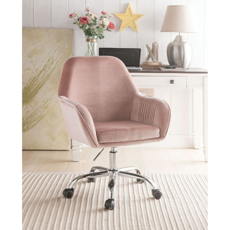 Eimer - Office Chair - Peach Velvet & Chrome - Grand Furniture GA