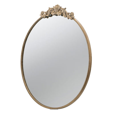 Classic Design Mirror With Round Shape And Baroque Inspired Frame For Bathroom, Entryway Console Lean Against Wall