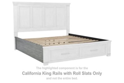 Russelyn - Gray - Cal King Rails with Roll Slats