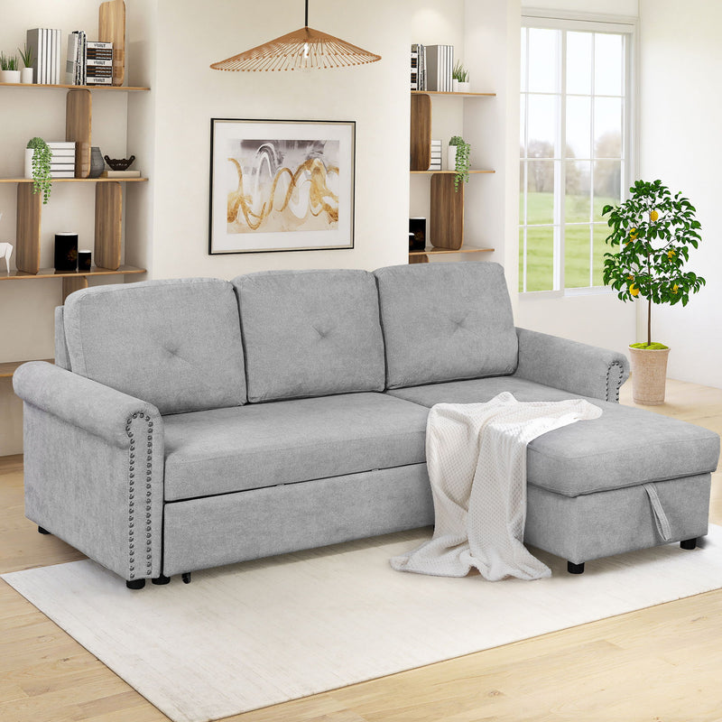 Modern Convertible Sleeper Sofa Bed With Storage Chaise