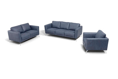 Astonic - Loveseat - Blue Leather - Grand Furniture GA