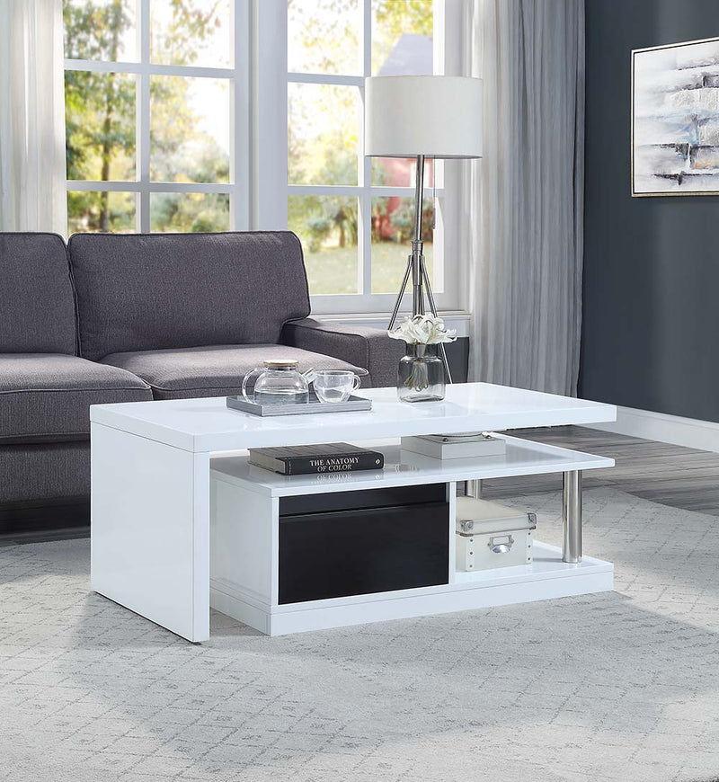 Buck II - Coffee Table - White & Black High Gloss Finish - Grand Furniture GA